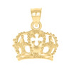 Genuine 10K Yellow Gold Unisex Textured Royal Charm King / Queen Crown Pendant