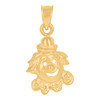 Genuine 10K Yellow Gold Unisex Textured Small Charm 0.85" Clown Face Pendant