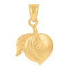 Genuine 10K Yellow Gold Women's Food Charm Diamond Cut Fruit Peach Pendant