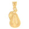 Genuine 10K Yellow Gold Women's Food Charm Diamond Cut Fruit Pear Pendant