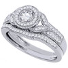 Round Solitaire Diamond Engagement Wedding Ring 10K White Gold Bridal Set .40 Ct