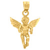 Genuine 10K Yellow Gold Women's Diamond Cut Religious Charm Flying Angel Pendant