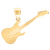 Real 10K Yellow Gold Unisex Textured Music 0.95" Charm Electric Guitar Pendant