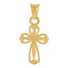 Genuine 10K Yellow Gold 0.45" Charm Textured Heart Budded Pointed Cross Pendant