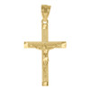 Genuine 10K Yellow Gold Unisex 1.30" Charm Textured Jesus Cross Crucifix Pendant