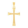 Genuine 10K Yellow Gold Unisex 1.05" Charm Diamond Cut Religious Cross Pendant