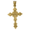 Genuine 10K Yellow Gold 1.15" Charm Diamond Cut Filigree Cross Crucifix Pendant