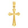 Genuine 10K Yellow Gold Unisex 1" Religious Charm Textured Pointed Cross Pendant