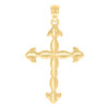 Genuine 10K Yellow Gold 1.30" Charm Diamond Cut & Textured Trefoil Cross Pendant