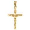Genuine 10K Yellow Gold 1.15" Charm Diamond Cut Cross INRI Crucifix Pendant