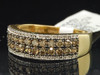Ladies 14K Yellow Gold Brown Diamond Engagement Ring Wedding Band Set 0.81 Ct.