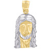 Real 10K Two Tone Gold Men's Religious 1" Charm Diamond Cut Jesus Face Pendant