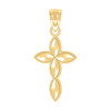Real 10K Yellow Gold 0.85" Charm Beaded Edge Diamond Cut Passion Cross Pendant