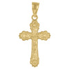 Genuine 10K Yellow Gold 1" Charm Textured Budded Cross Jesus Crucifix Pendant