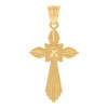 Real 10K Yellow Gold Religious 1.25" Charm Diamond Cut Starburst Cross Pendant