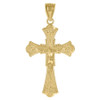 Genuine 10K Yellow Gold 1.40" Charm Diamond Cut Filigree Cross Crucifix Pendant