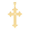 Genuine 10K Yellow Gold Religious 1.45" Charm Textured Trefoil Cross Pendant