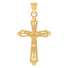 Real 10K Yellow Gold Religious 1.45" Charm Textured Cross Jesus Crucifix Pendant