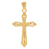 Real 10K Yellow Gold Religious 1.45" Charm Textured Cross Jesus Crucifix Pendant