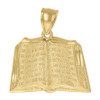 Genuine 10K Yellow Gold 1" Religious Charm Diamond Cut Book Holy Bible Pendant