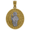 Real 10K Two Tone Gold 0.95" Religious Medallion Pray For Us St. Jude Pendant