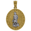 Real 10K Two Tone Gold 0.95" Religious Medallion Pray For Us St. Lazarus Pendant