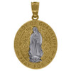 Real 10K Two Tone Gold 0.95" Charm Medallion Pray For Us Lady Guadalupe Pendant