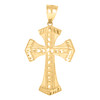 Real 10K Yellow Gold 1.65" Religious Charm D/C Heart Inlay Pointed Cross Pendant