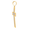 Real 10K Two Tone Gold 1.70" Charm Diamond Cut Filigree 'S' Border Cross Pendant