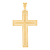 Genuine 10K Two Tone Gold 2" Charm Diamond Cut Filigree 'S' Border Cross Pendant