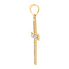 Genuine 10K Two Tone Gold 1.50" Religious Charm Diamond Cut Nugget Cross Pendant