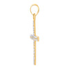 Genuine 10K Two Tone Gold 1.30" Religious Charm Diamond Cut Nugget Cross Pendant