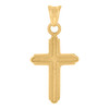 Genuine 10K Yellow Gold 0.60" Charm Diamond Cut Center Rounded Cross Pendant