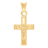 Genuine 10K Yellow Gold 0.50" Charm Registered Nurse RN Caduceus Cross Pendant