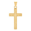 Real 10K Yellow Gold 1.55" Religious Charm Textured Center Latin Cross Pendant