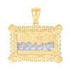 Real 10K Two Tone Gold 1.05" D/C Charm Rectangle Jesus Frame Last Supper Pendant
