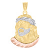Genuine 10K Tri Color Gold 1" Religious Charm Diamond Cut Jesus Face Pendant