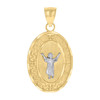 Genuine 10K Two Tone Gold 1.10" Oval Medallion D/C Divine Infant Jesus Pendant