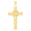 Genuine 10K Yellow Gold 1.45" Charm D/C & Textured St. Benedict Cross Pendant