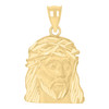 Genuine 10K Yellow Gold 1.05" Religious Satin & Diamond Cut Jesus Face Pendant