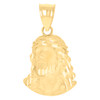 Genuine 10K Yellow Gold 0.95" Charm Satin & Diamond Cut Jesus Face Pendant