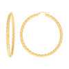 10K Yellow Gold D/C Spot & Braid Pattern 4mm Twist Hoop Earrings | 25mm to 63mm