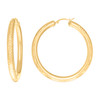 10K Yellow Gold Women's Half D/C Pattern Round 3mm Hoop Earrings | 19mm to 63mm