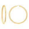 10K Yellow Gold Women's Full D/C Pattern Round 4mm Hoop Earrings | 25mm to 63mm