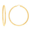 10K Yellow Gold Women's D/C Wheat Round Tube 3mm Hoop Earrings | 19mm to 63mm
