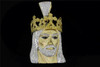 10K Yellow Gold Diamond Jesus Piece Head Crown King Hat Cross Pendant 3.75 Ct.