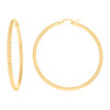 10K Yellow Gold Women's D/C Leaf Round Tube 3mm Hoop Earrings | 19mm to 64mm