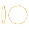 10K Yellow Gold Women's D/C Ultra Light Round 2mm Hoop Earrings | 14mm to 60mm