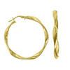 10K Yellow Gold Women's 3mm Twisted Tube Hinged Hoop Earrings | 20mm to 30mm