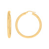 10K Yellow Gold Women's Textured 3mm Round Tube Hoop Earrings | 10mm to 30mm